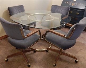 Brass & Glass Table and 4 Chairs
