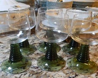 Mid-century Roemer German, Beehive Stemmed Wine Glasses - Set of 6
