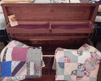 Inside Cavalier Hope Chest + Quilts