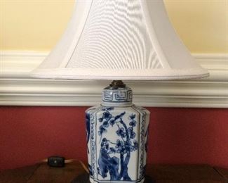 Blue and white lamp