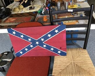 Chairs, wooden Rebel flag