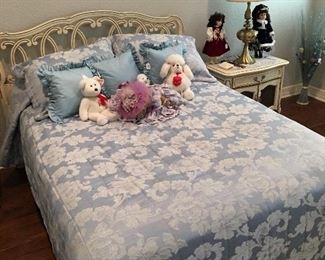 French Provincial bed, end tables (2 of them)