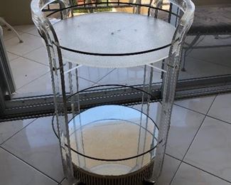 Mid century modern Lucite rolling bar cart only $50