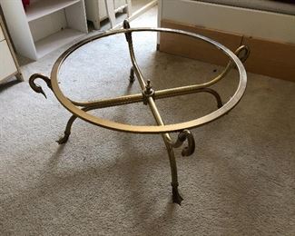 Very cool press looking accent tables notice the designer accent swan heads one table has the matching class one table does not. Located at pebble Creek a state