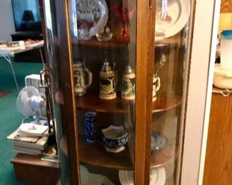 Oak curved glass cabinet