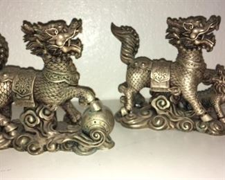 brass chinese foo dog dragons 