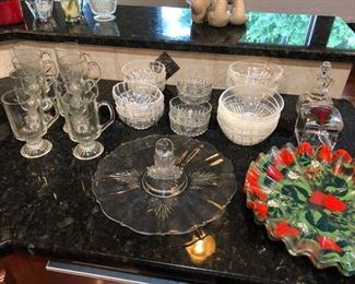 Crystal, strawberry serving plates