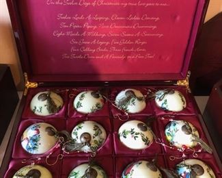 Twelve (12) Days of Christmas hand painted bulbs by Susan Winglet for Ne 'Qwa Art
