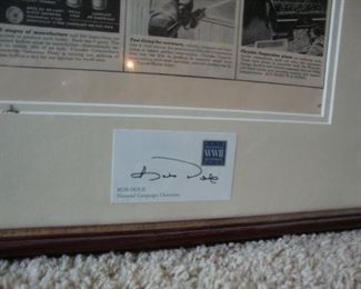 Bob Dole signature on vintage newspaper