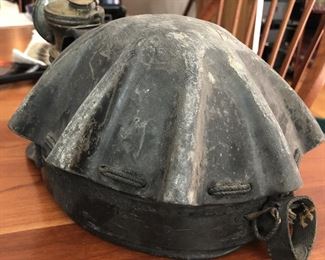 Late 1800s coal miner's helmet from Scranton PA. Includes carbide lantern.