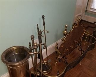 Brass fireplace implements 