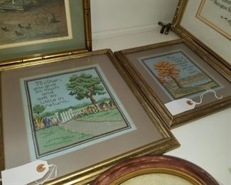 Mother, Dad needlepoint pictures 