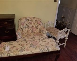 Bedroom chair with matching bench seat and bathroom vanity bench 