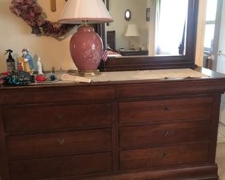 Matching bedroom dresser with mirror