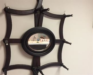 great antique wall mirror and hat hanger