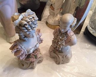 pair of antique porcelain busts