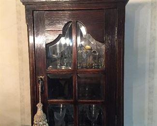 hanging antique wood cabinet