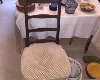 on of 5 mid century modern dining chairs, with table