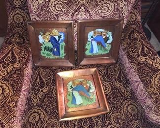 signed enamel on copper  signed Albert Gilles, Paris born in the 1800's , pieces are from the 1930's to 1940"s 