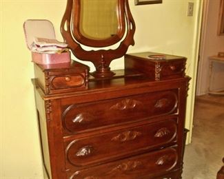 Victorian Dresser with Wishbone Mirror & Glove Boxes