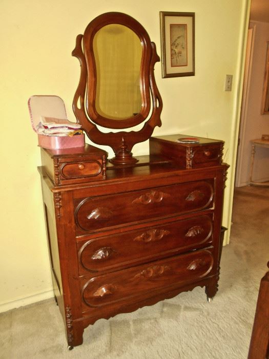 Victorian Dresser with Wishbone Mirror & Glove Boxes