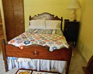 Victorian Full Bed, Vintage Quilts, Music Cabinet