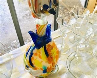 Vintage Murano colorful glass clown decanter