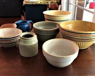 Crockery bowls and pitcher