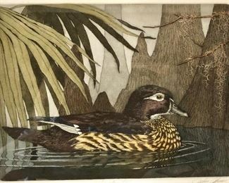 Louisiana artist John Akers 
Hand colored etching “Her Majesty” 56/200