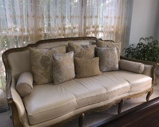 CUSTOM MADE CREAM LEATHER SOFA
93” length x 34” depth x 42” height