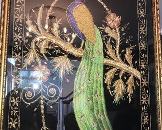 MIRRORED PEACOCK FRAMED ART
48” length x 34” width