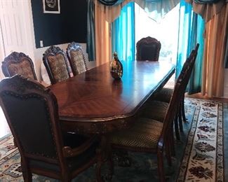 GORGEOUS FORMAL DINING TABLE WITH 8 CHAIRS
108” length x 46” width x 32” height