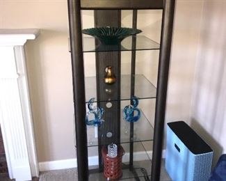 2 - GLASS AND METAL DISPLAY CASES . 22” width x 22” depth x 61.25” height