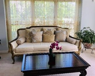 CUSTOM MADE CREAM LEATHER SOFA
93” length x 34” depth x 42” height
