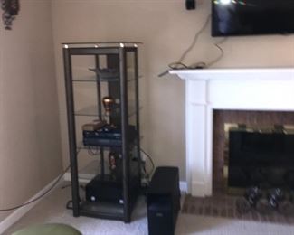 2 - GLASS AND METAL DISPLAY CASES. 22” width x 22” depth x 61.25” height