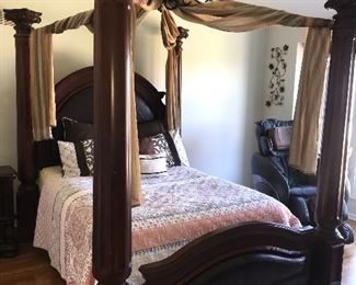 QUEEN SIZE FOUR POST CANOPY BED
102” length x 76” width x 88” height