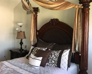 QUEEN SIZE FOUR POST CANOPY BED
102” length x 76” width x 88” height