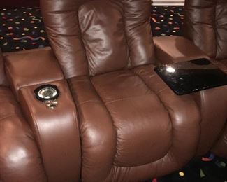 CHOCOLATE BROWN LEATHER THEATER CHAIRS 4 AVAILABLE
RETAIL $1,500 EACH
43” width 40” depth x 40” height