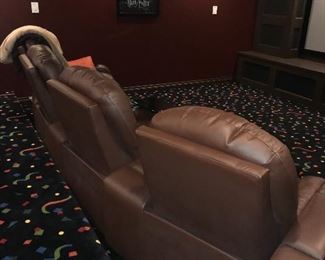CHOCOLATE BROWN LEATHER THEATER CHAIRS 4 AVAILABLE
RETAIL $1,500 EACH
43” width 40” depth x 40” height
