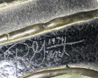 VINTAGE STAINED GLASS LAMP WITH SEAHORSES-SIGNED