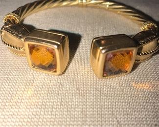 14K BANGLE BRACELET WITH CITRINE STONES