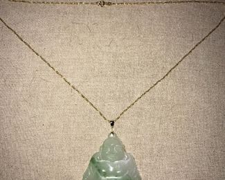 JADE BUDDHA PENDANT ON 18K GOLD NECKLACE