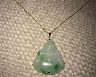 JADE BUDDHA PENDANT ON 18K GOLD NECKLACE