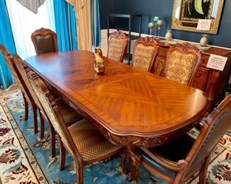 GORGEOUS FORMAL DINING TABLE WITH 8 CHAIRS
108” length x 46” width x 32” height