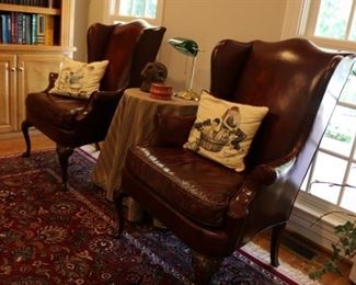 Hickory Chair Leather Wingbacks