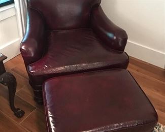 Hancock & Moore leather club chair and ottoman