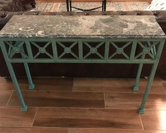 Custom made metal and marble sofa table