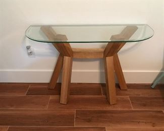 Modern, glass top wall table
