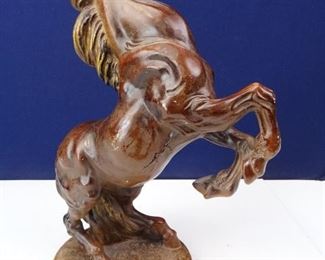Large, Wooden, Rearing Horse Statuette