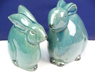Blue Ceramic Bunnies
